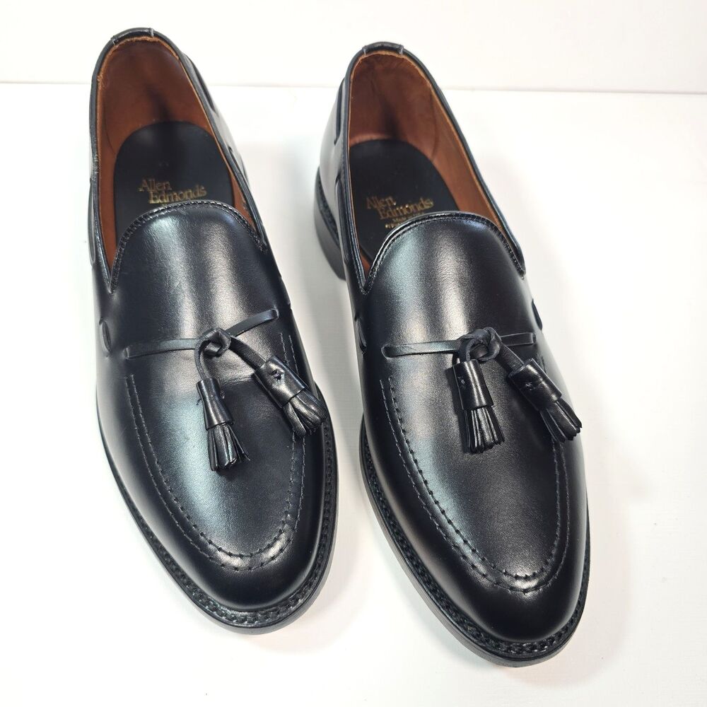 Allen Edmonds Grayson 8217S Tassel Loafers 8.5 D Black Leather USA Dress Shoes